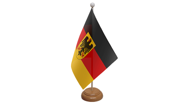 Germany Crest Small Flag with Wooden Stand